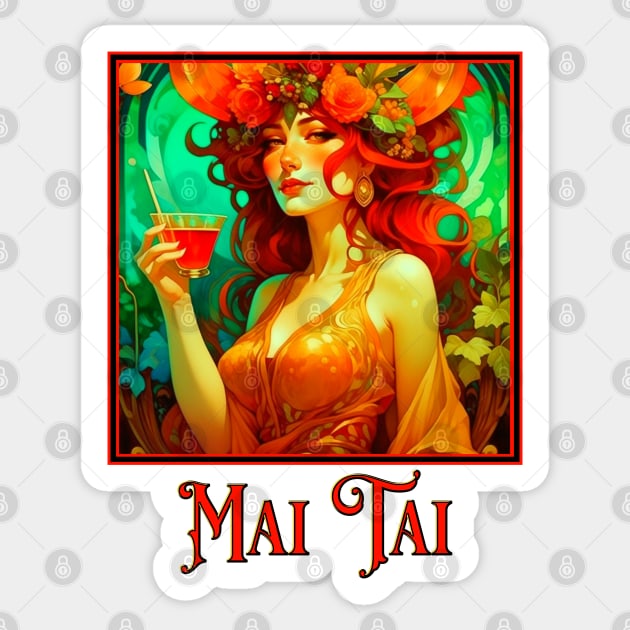 Art Nouveau Mai Tai Sticker by HolidayBug